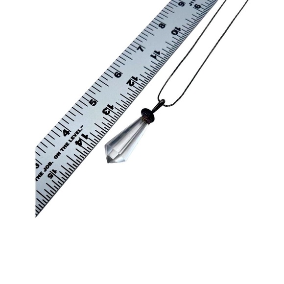 Obsidian Quartz Crystal Pendant Necklace On Black Chain. A82 - Picture 8 of 11